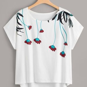 Shein Floral Print Dip Hem Tee Size 4x=20
